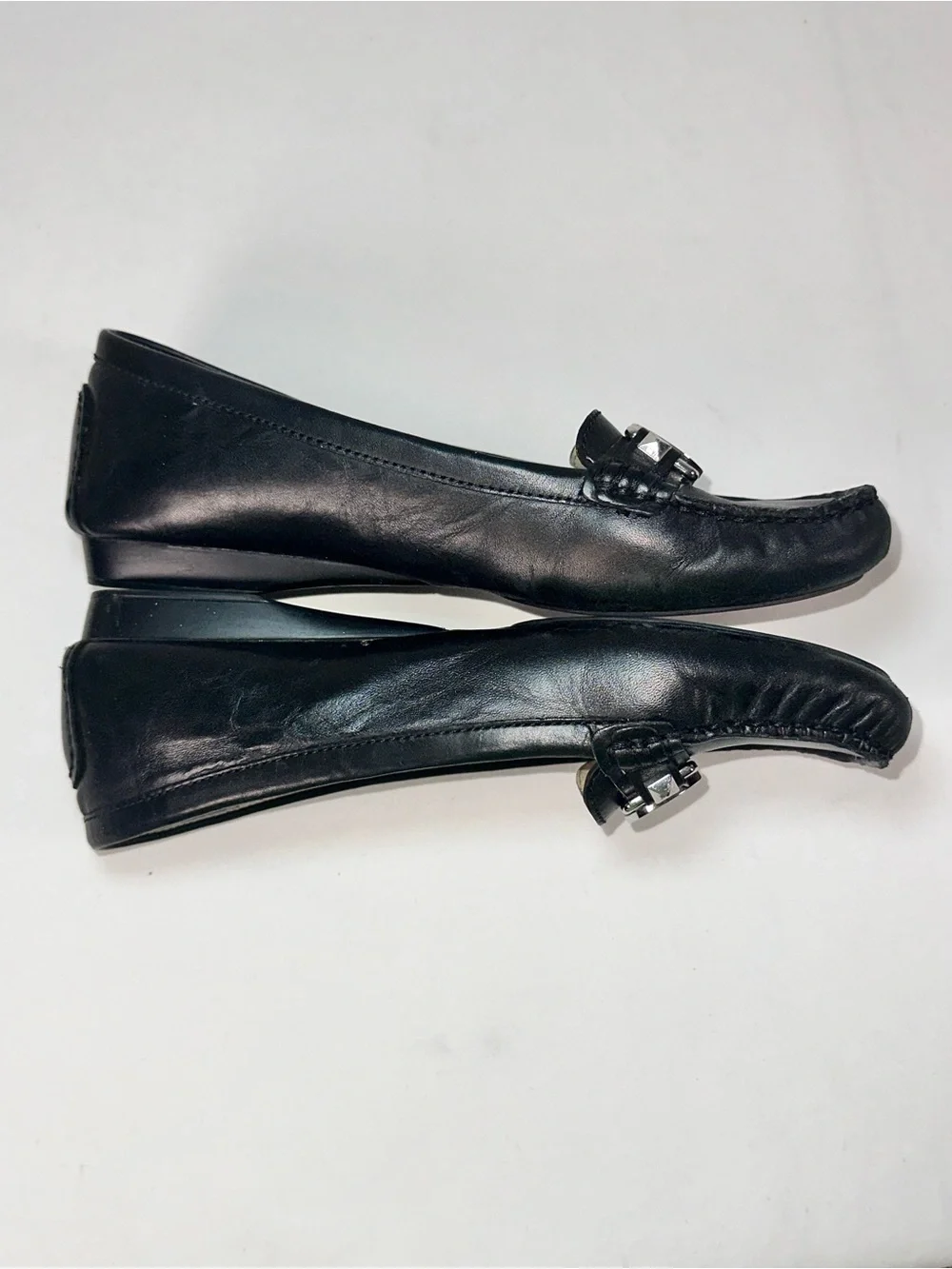 Michael Kors Black Leather Charm Moccasin Flats Size 7.5 Classic Loafer